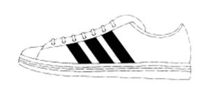 A black and white shoe

Description automatically generated